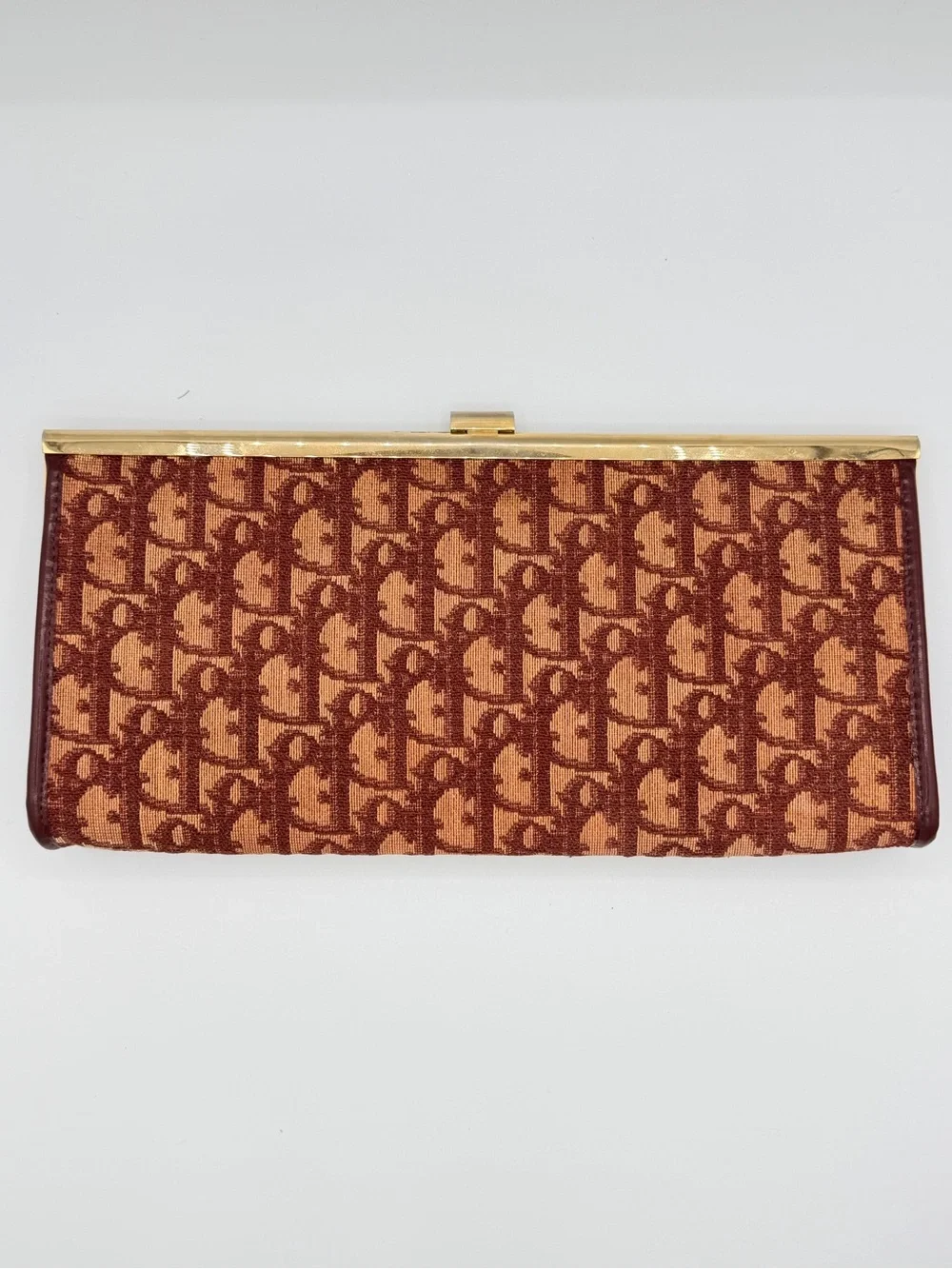 Vintage Burgundy Christian Dior Monogrammed Clutch